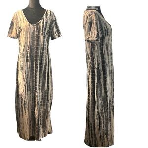 Coeur de Vague Designer Tye Dye Print V Neck Straight Dress Size 2XL